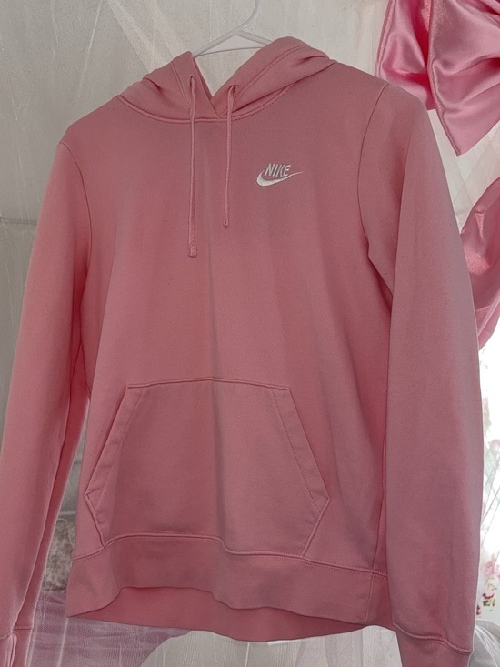 Nike Tops - Nike Pink Hooded Sweatshirt with White Swoosh
